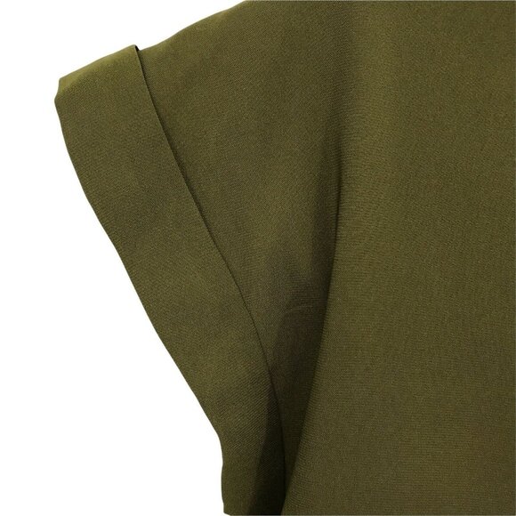 Express Womens Cap Sleeve Casual Key Hole Neck Olive Green Blouse Top Size XS - Picture 5 of 8